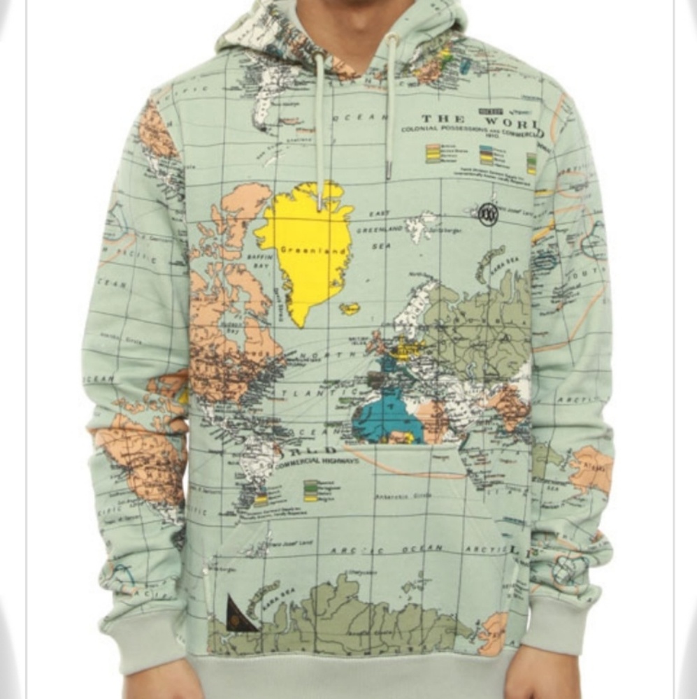 International Pullover Hoodie Map by 10 Deep